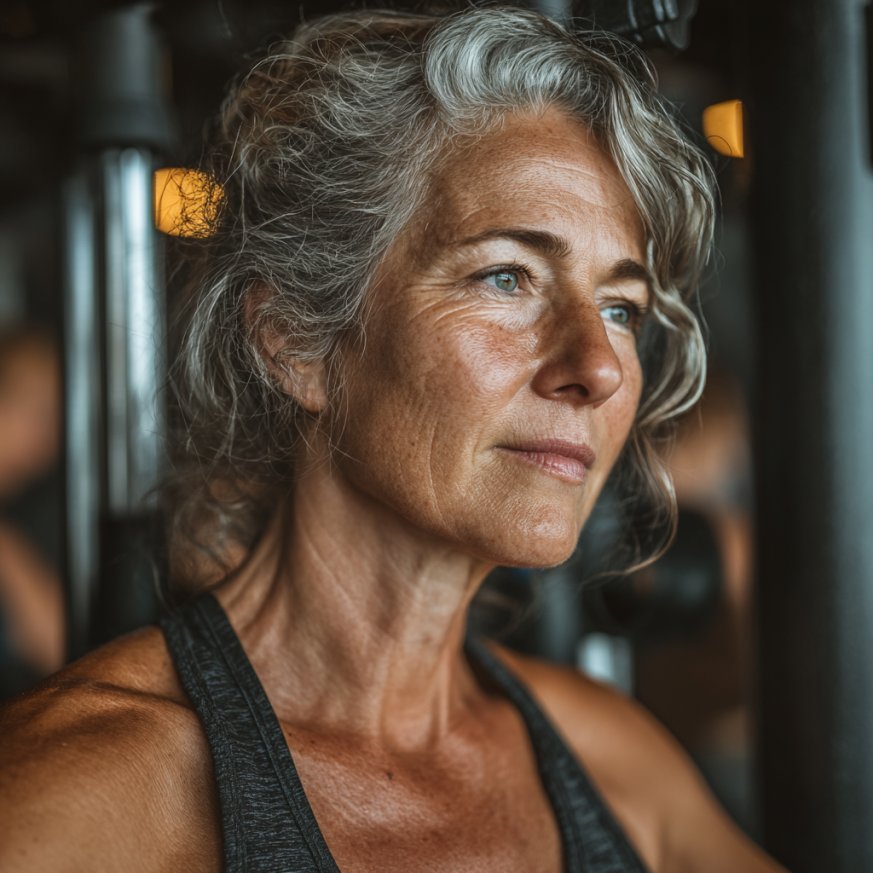 Активни възрастни хора правят упражнения